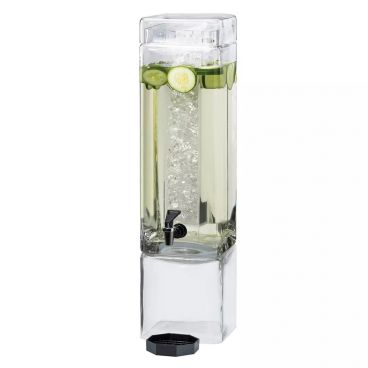 Cal-Mil 1112-3A 3 Gallon Square 7 1/2" x 7 1/2" x 26 1/2" Acrylic Beverage Dispenser with Ice Chamber