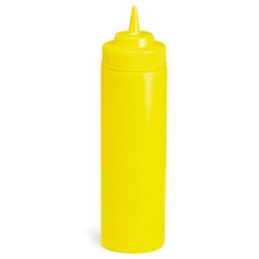Tablecraft 11253M 12 Ounce Yellow Polyethylene WideMouth Squeeze Bottle Dispenser
