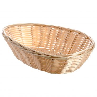 Tablecraft 1174W 9" x 6" x 2 1/4" Oval Natural Polypropylene / Steel Handwoven Basket