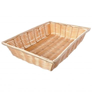 Tablecraft 1188W 14" x 10" x 3" Polypropylene Rectangular Natural Handwoven Basket