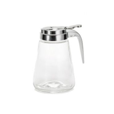 Tablecraft 1371 12 Ounce Glass Modern Syrup Dispenser with Chrome Top