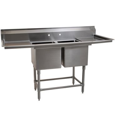 Eagle Group S16-20-2-18 Two 20" x 20" Bowl Stainless Steel Fabricated Compartment Sink with Two 18" Drainboards
