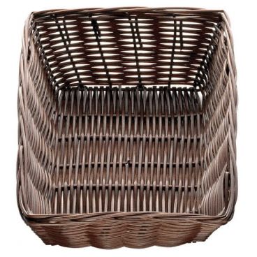 Tablecraft 1472 9" x 6" x 2 1/2" Brown Polypropylene Handwoven Rectangular Basket