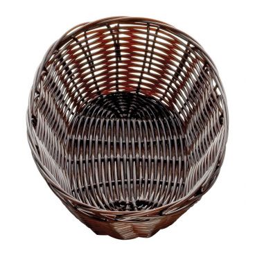 Tablecraft 1474 6" x 9" x 2 1/4" Brown Oval Polypropylene Handwoven Basket
