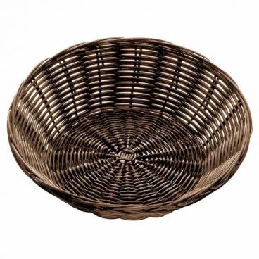 Tablecraft 1475 8 1/2" x 2 1/4" Brown Polypropylene Handwoven Round Basket