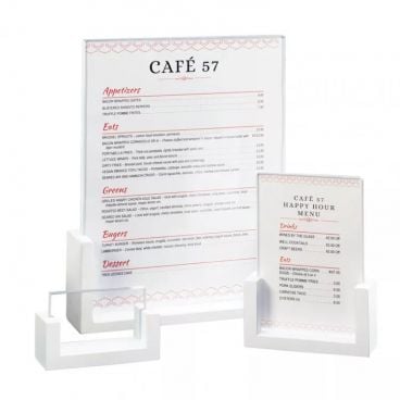 Cal-Mil 1510-46-15 White U-Frame Tabletop Card Holder - 5" x 1 1/2" x 7"