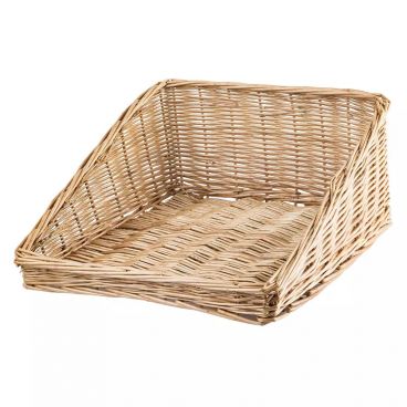 Tablecraft 161716 19" x 15 1/2" Angled Rectangular Natural Handwoven Willow Basket