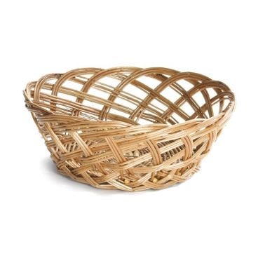 Tablecraft 1635 9" x 3 1/2" Round Natural Handwoven Open Weave Willow Basket