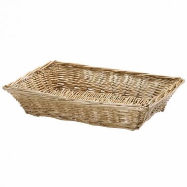 Tablecraft 1689 14" x 10" x 3" Rectangular Natural Handwoven Willow Basket