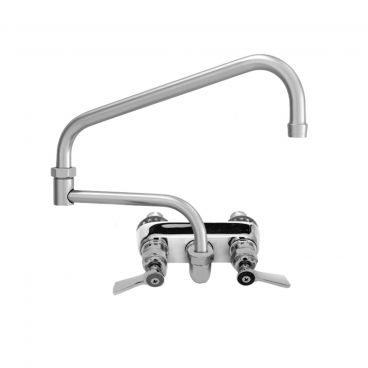 Fisher 19542 Backsplash Mounted Faucet with 4" Centers, 13" Double-Jointed Swing Nozzle, 2.2 GPM Aerator, Lever Handles, and Elbows