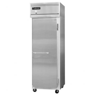 Continental Refrigerator 1FNSS 26" Stainless Steel Reach-In Freezer With 1 Full-Height Solid Door, 20 Cubic Ft, 115 Volts