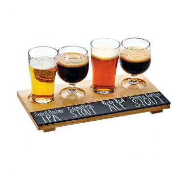 Cal-Mil 2063 Reclaimed Wood 12" x 6" x 1/2" Four Compartment  Write-On Tray Beer Flight