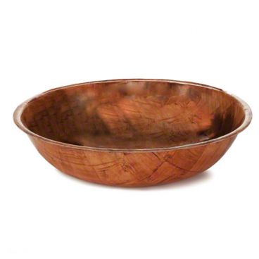 Tablecraft 206 Round Mahogany Wood 6" Woven Serving Bowl