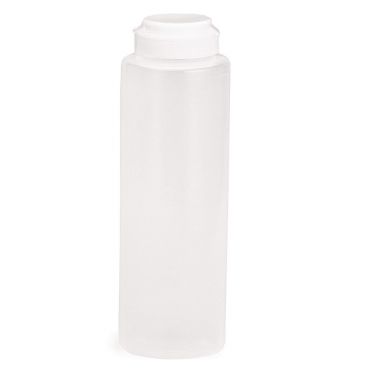 Tablecraft 2108C-1 8 Ounce White Polyethylene Squeeze Dispensers with Hinged Caps
