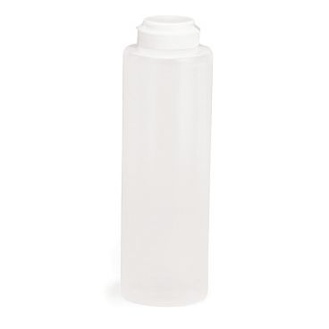 Tablecraft 2112C-1 12 Ounce White Polyethylene Squeeze Dispensers with Hinged Caps