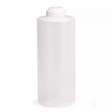 Tablecraft 2132C 32 Ounce White Polyethylene Squeeze Dispensers with Hinged Caps