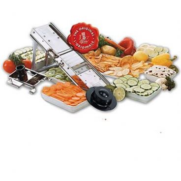 Matfer 215029 Stainless Steel Mandoline with Plastic Pusher and 4 Blades