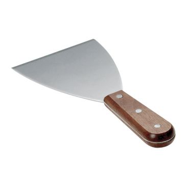 Tablecraft 254 Stainless Steel 8" Silver Scraper with Wood Handle