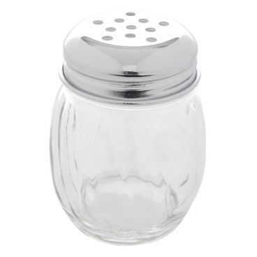 Tablecraft 260 6 Ounce Glass Swirl Shaker with Chrome Plated Perforated Top