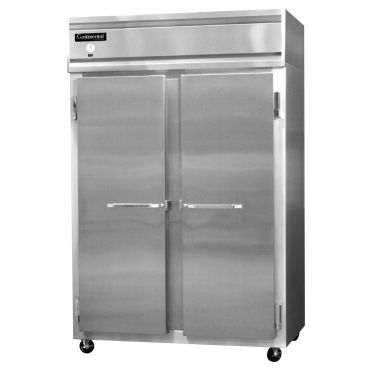 Continental Refrigerator 2F-LT-SA 52" Low Temp Reach-In Freezer With 2 Full-Height Solid Doors And Aluminum Interior, 48 Cubic Ft, 115/208-230 Volts