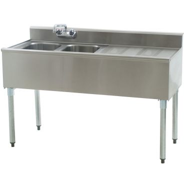 Eagle Group B4R-2-18 Compartment Underbar Sink with 24" Right Drainboard and Splash Mount Faucet 48"