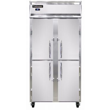 Continental 2RSENHD 2-Section Slim Line Standard Depth Reach-In Refrigerator with Half Height Solid Doors - 30 Cu. Ft.
