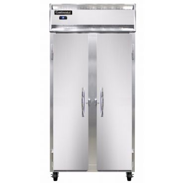 Continental 2RSENSA 2-Section Slim Line Standard Depth Reach-In Refrigerator with Full Height Solid Doors - 30 Cu. Ft.