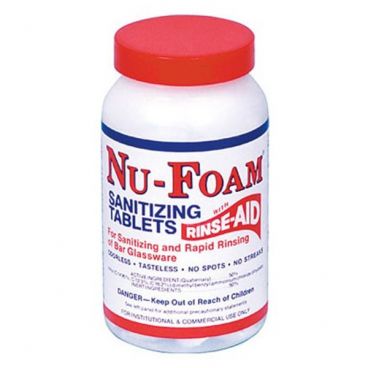 Nu-Foam 300005 100 Tablet Bottle NU-FOAM Sanitizing Tablets With Rinse Aid For Sanitizing Bar Glassware, Dishes, Pots, Pans And Utensils