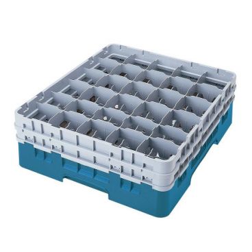 Cambro 30S800414 Teal 30 Compartment 8-1/2" Full Size Camrack Glass Rack With 4 Extenders