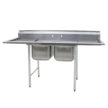 Eagle Group 314-16-2-18 Two Compartment Stainless Steel Commercial Sink with Two Drainboards - 72 1/4"