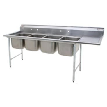 Eagle Group 314-16-4-24R Four Compartment Stainless Steel Commercial Sink with Right Drainboard - 98 1/8"