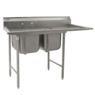 Eagle Group 314-18-2-18R Two Compartment Stainless Steel Commercial Sink with Right Side Drainboard - 60 3/4"