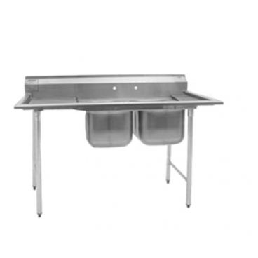 Eagle Group 314-18-2-24L 66 3/4" x 31 3/4" Two Bowl Stainless Steel Commercial Compartment Sink with Left Sided Drainboard