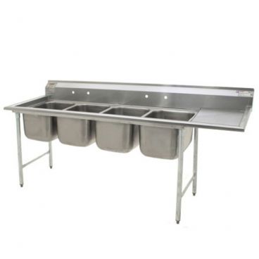 Eagle Group 314-18-4-18R Four Compartment Stainless Steel Commercial Sink with Right Sided Drainboard - 100 3/4"