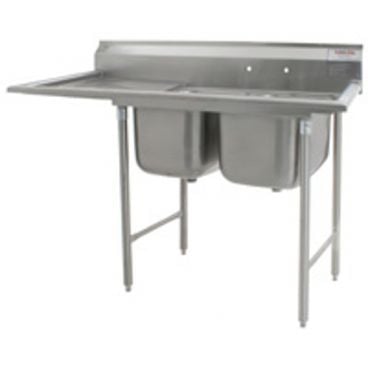 Eagle Group 314-22-2-18L 69" x 29 3/4" Two Bowl Stainless Steel Commercial Compartment Sink with Left Sided Drainboard