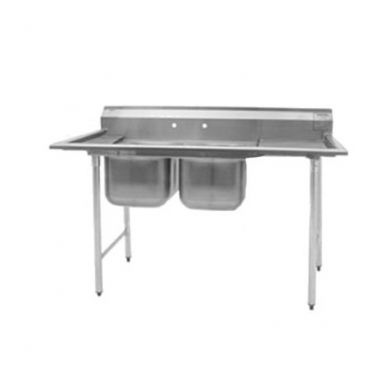 Eagle Group 314-22-2-18R 69" x 29 3/4" Two Bowl Stainless Steel Commercial Compartment Sink with Right Sided Drainboard