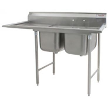 Eagle Group 314-22-2-24L 75" x 29 3/4" Two Bowl Stainless Steel Commercial Compartment Sink with Left Sided Drainboard