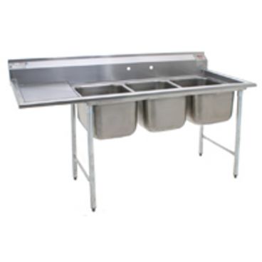 Eagle Group 314-24-3-24L Three Compartment Stainless Steel Commercial Sink with Left Sided Drainboard - 104 3/4"