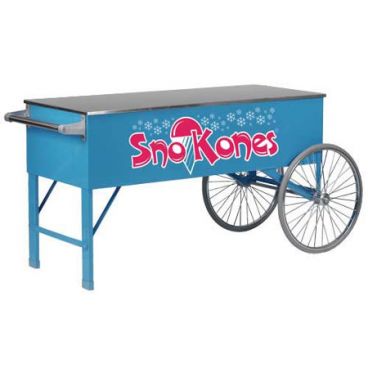 Gold Medal 3150SK Sno-Kone 61 1/4" Wide Blue Powder-Coated Stainless Steel Shaved Ice / Snow Cone Wagon With 2 Spoke Wheels