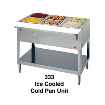 Duke 325 Aerohot 72-3/8" Stainless Steel Insulated Stationary Ice Cooled Cold Pan Unit With Carving Board And Open Base