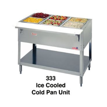 Duke 333 Aerohot 44-3/8" Stainless Steel Insulated Stationary Ice Cooled Cold Pan Unit With Carving Board And Open Base