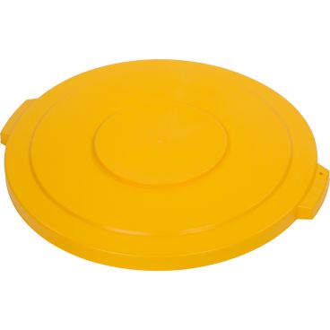 Carlisle 34104504 Yellow 44 Gallon Polyethylene Bronco Series Round Flat Waste Container Lid 