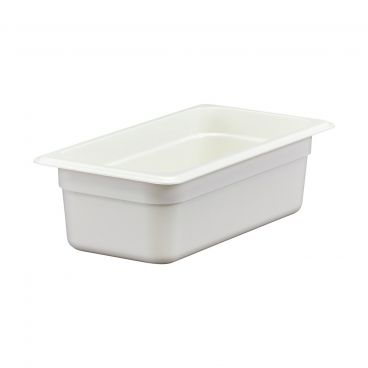 Cambro 34CW148 4" Deep White Polycarbonate 1/3 Size Camwear Food Pan - 3.8 Quart Capacity 