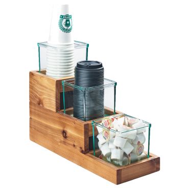 Cal-Mil 3612-4-99 3-Step Madera Reclaimed Wood Display with 3 Glass Jars - 14 1/2" x 5 1/4" x 12 1/2"