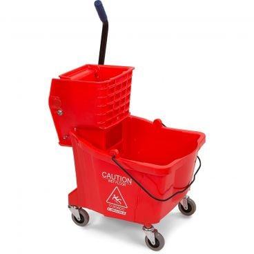 Carlisle 3690405 Red Flo Pac 35 Quart Mop Bucket with Side Press Wringer