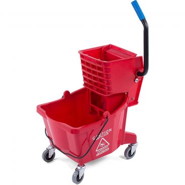 Carlisle 3690805 Red Flo Pac 26 Quart Mop Bucket with Side Press Wringer