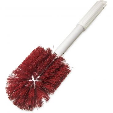 Carlisle 4000205 Red 16 Inch Sparta Spectrum Atlas 3 1/2 Inch To 5 Inch Diameter Oval Head Multi-Purpose Valve And Fitting Brush With Polyester Bristles And White Plastic Handle