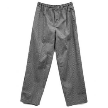 Uncommon Threads 4010-4004 Unisex Traditional Straight-Leg Chef Pants with 2" Elastic Waist Band, Gray Houndstooth - Large