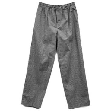Uncommon Threads 4010-4007 Unisex Traditional Straight-Leg Chef Pants with 2" Elastic Waist Band, Gray Houndstooth - Triple Extra Large