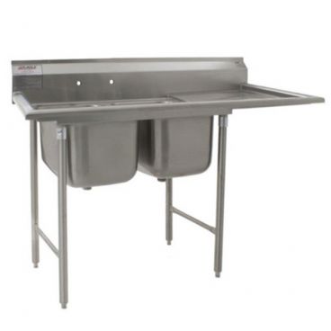 Eagle Group 414-18-2-18R Two 18" Bowl Stainless Steel Commercial Compartment Sink with 18" Right Sided Drainboard